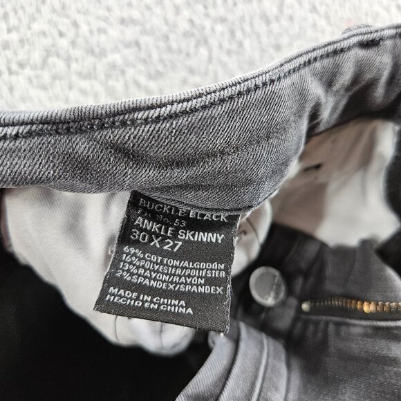 Buckle Black Jeans Womens 30x27 Gray Mid Rise Ankle Skinny Stretch‎ - Picture 4 of 16